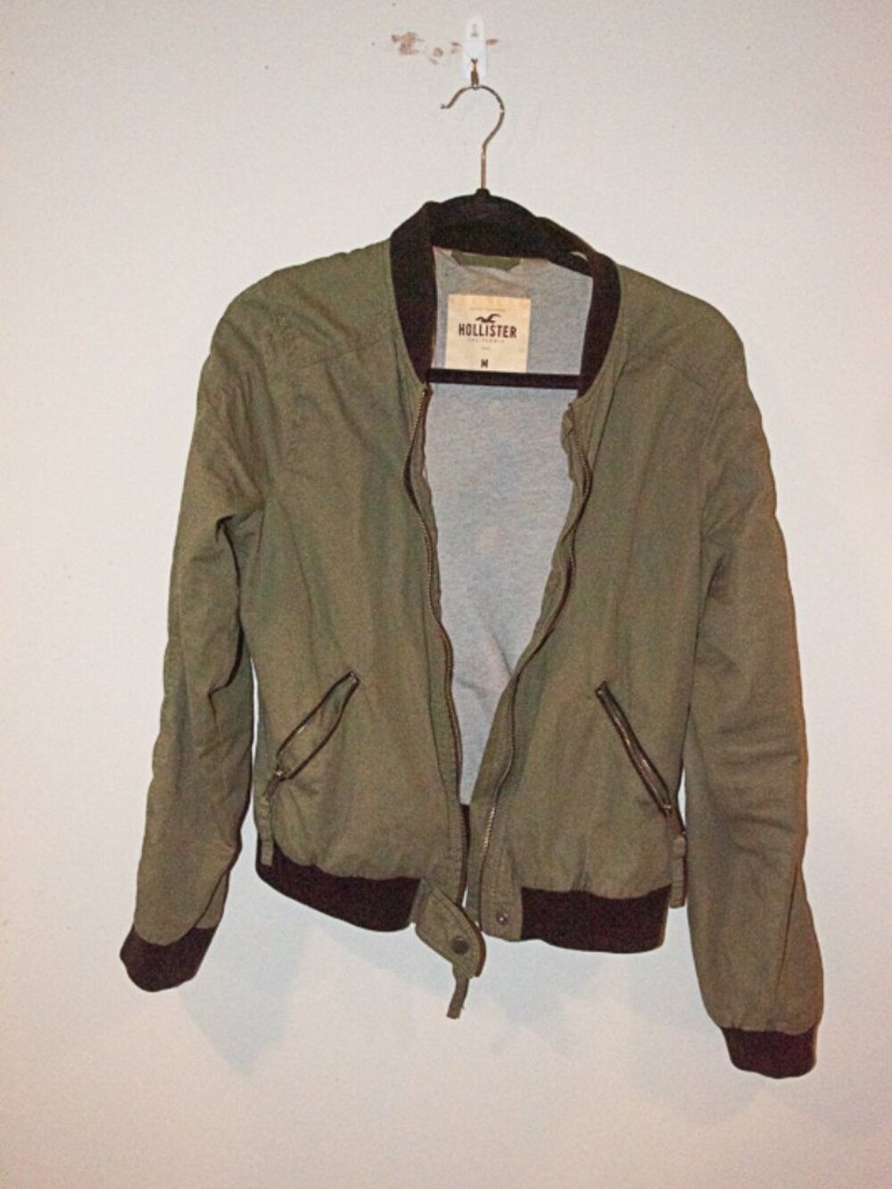 Hollister Olive Green Bomber Jacket Size Medium